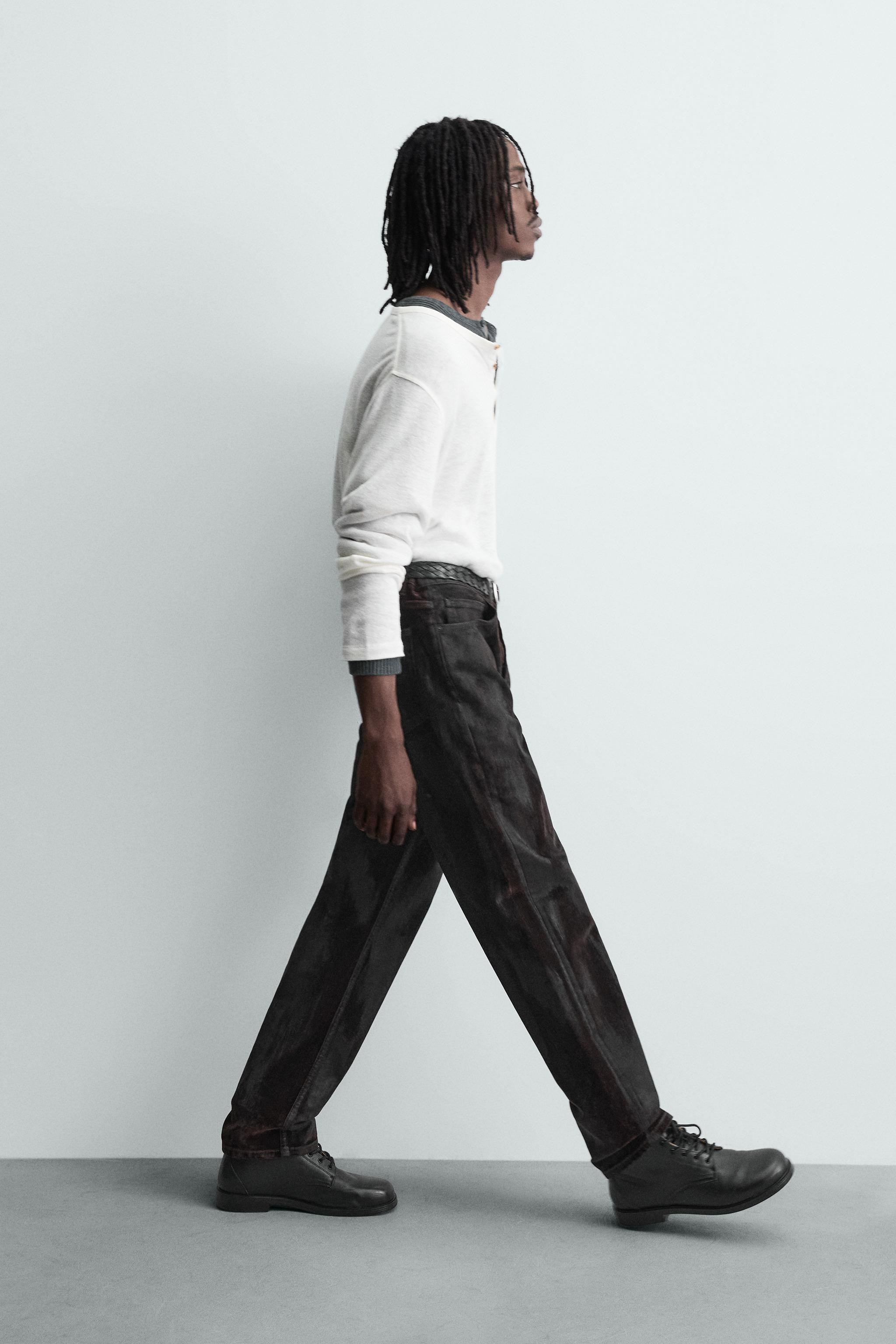 FLOCKED STRAIGHT FIT JEANS